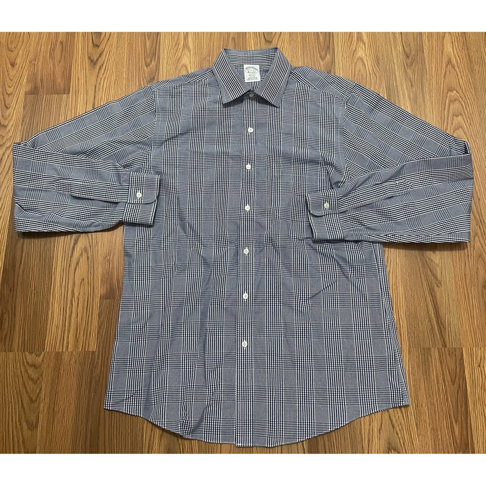 Brooks Brothers Dress Shirt Mens 15.5 Regent Fit Gingham Blue
